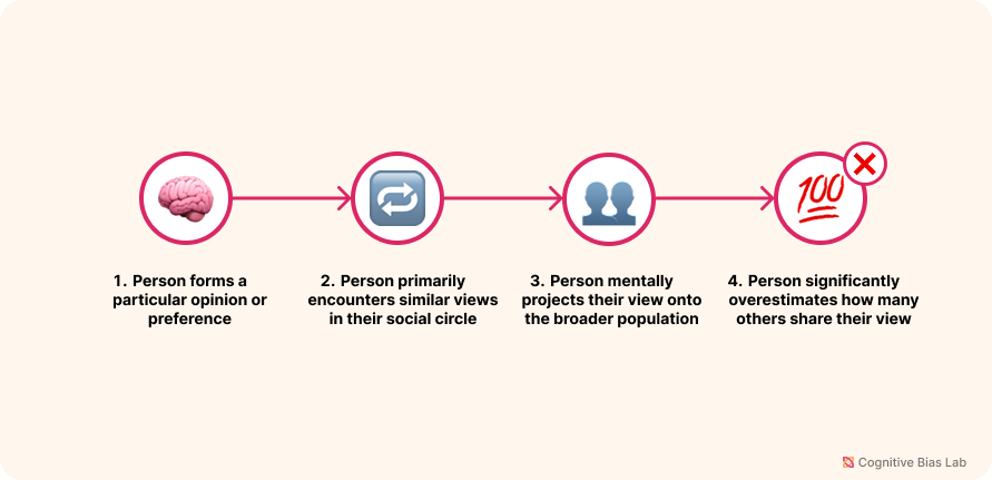 Diagram illustrating how False Consensus Effect affects decision-making processes